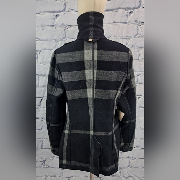 Burberry Double Breasted Pea Coat Winter Jacket Wool Check Plaid Plus Sz 14 US - Picture 10 of 15